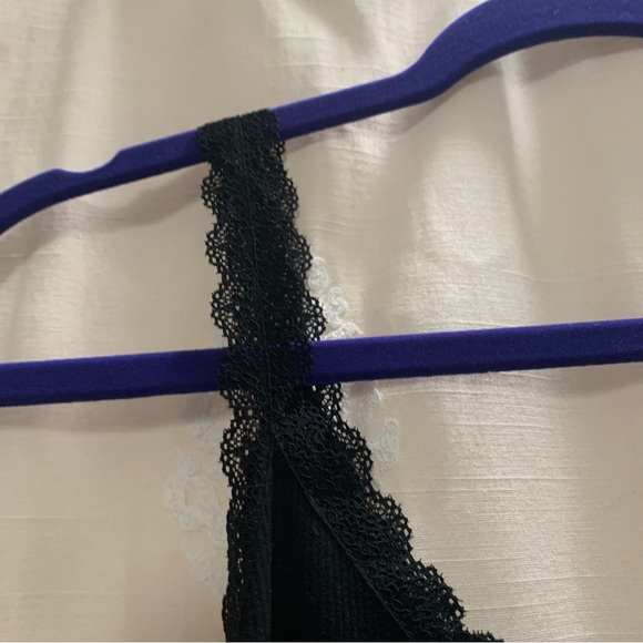 Black Lace Trim Ribbed Tank with Faux Button Details NWOT - Picture 6 of 8